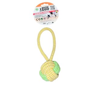 Pelota de cuerda amarilla y verde.